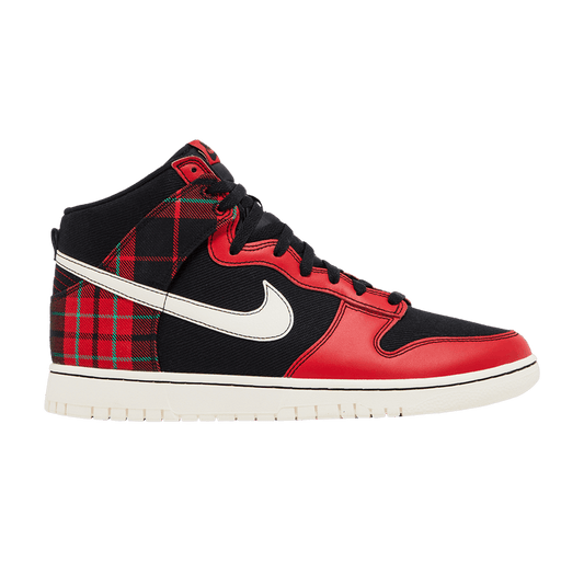 Nike Dunk High SE Tartan Plaid Black University Red